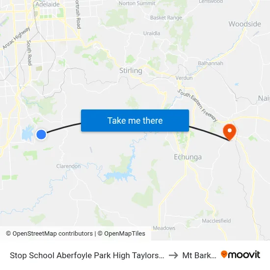 Stop School Aberfoyle Park High Taylors Rd to Mt Barker map