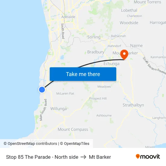 Stop 85 The Parade - North side to Mt Barker map