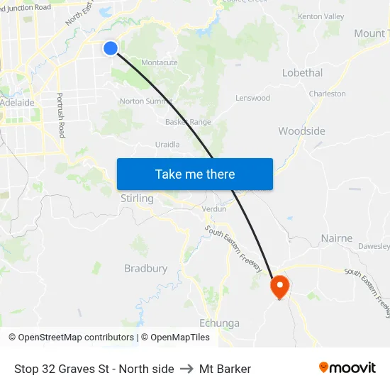 Stop 32 Graves St - North side to Mt Barker map