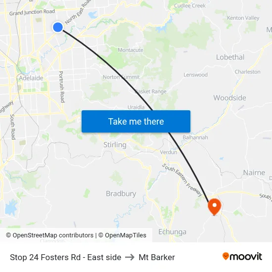 Stop 24 Fosters Rd - East side to Mt Barker map