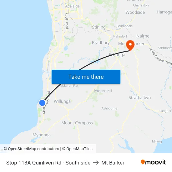 Stop 113A Quinliven Rd - South side to Mt Barker map