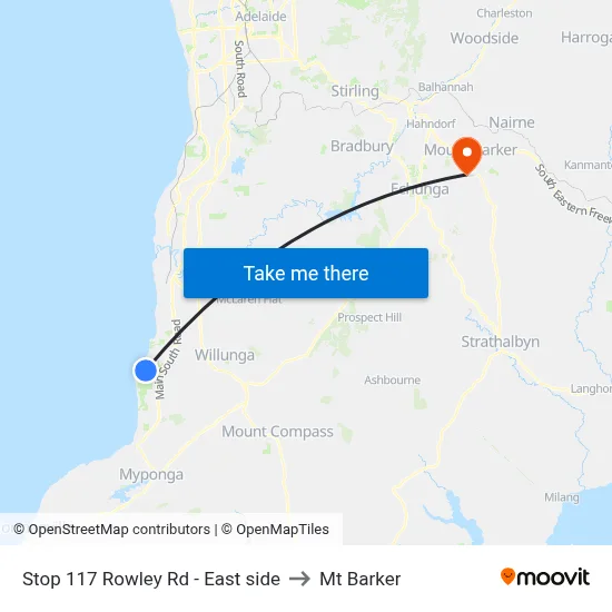 Stop 117 Rowley Rd - East side to Mt Barker map