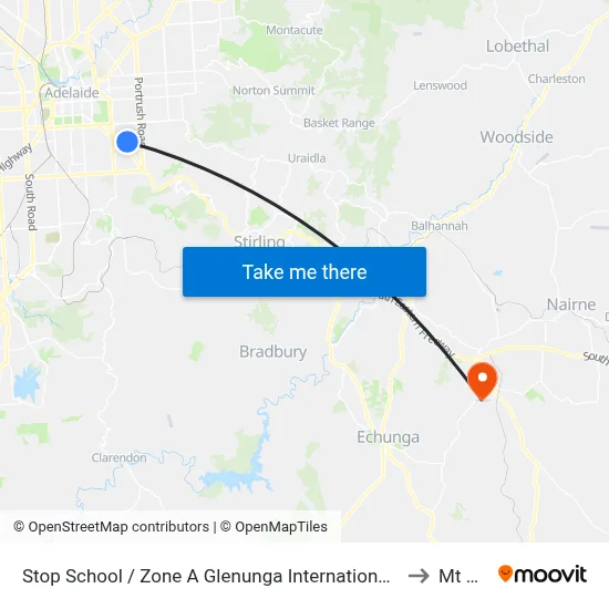 Stop School / Zone A Glenunga International High School Conyngham St to Mt Barker map