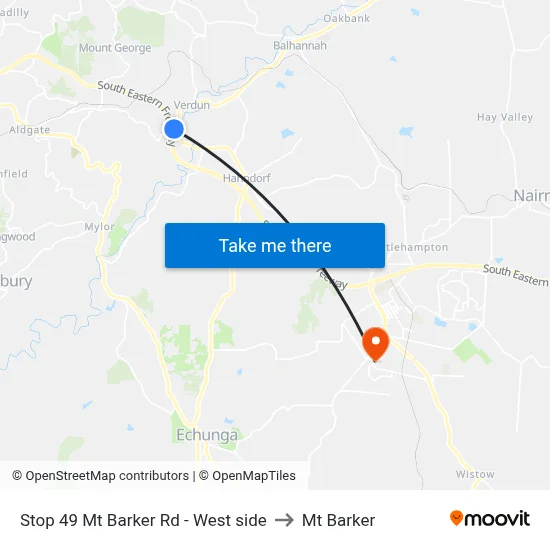 Stop 49 Mt Barker Rd - West side to Mt Barker map
