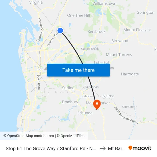 Stop 61 The Grove Way / Stanford Rd - North side to Mt Barker map