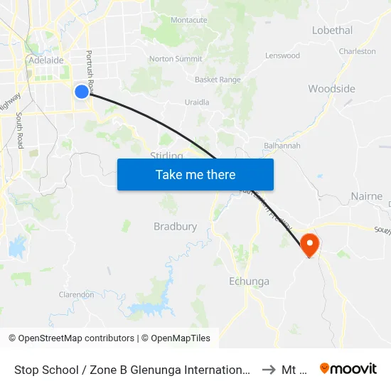 Stop School / Zone B Glenunga International High School Conyngham St to Mt Barker map