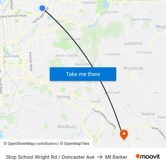 Stop School Wright Rd / Doncaster Ave to Mt Barker map