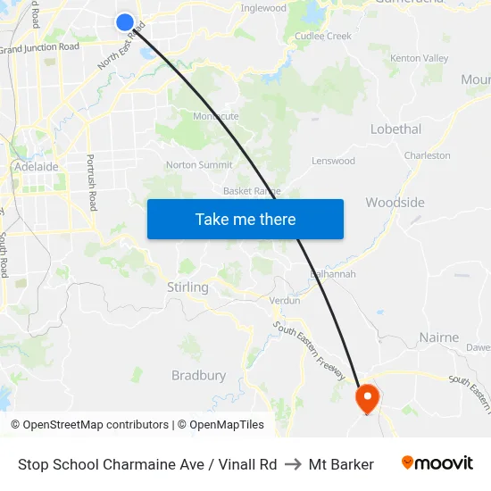 Stop School Charmaine Ave / Vinall Rd to Mt Barker map