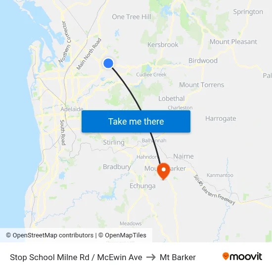 Stop School Milne Rd / McEwin Ave to Mt Barker map