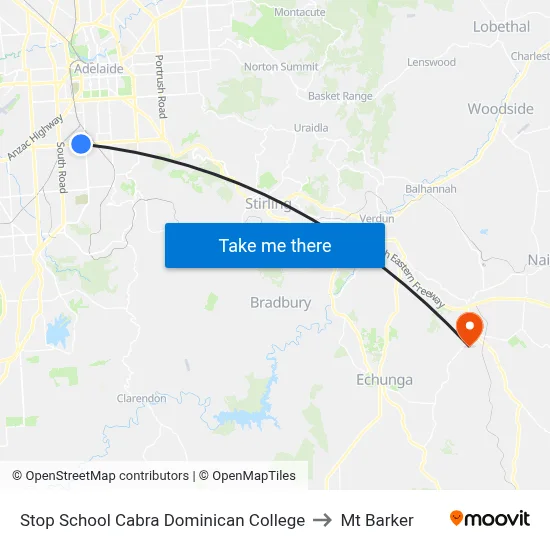Stop School Cabra Dominican College to Mt Barker map