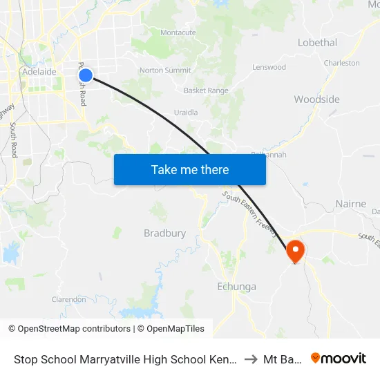 Stop School Marryatville High School Kensington Rd to Mt Barker map