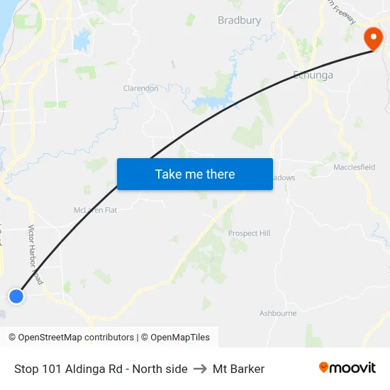 Stop 101 Aldinga Rd - North side to Mt Barker map