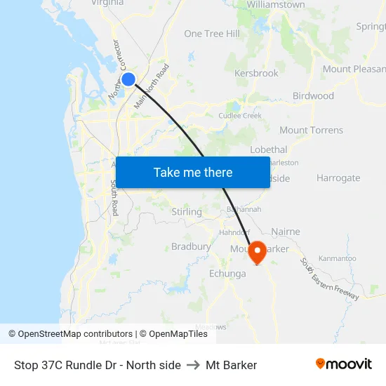 Stop 37C Rundle Dr - North side to Mt Barker map