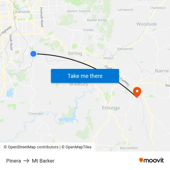 Pinera to Mt Barker map