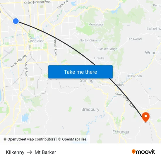Kilkenny to Mt Barker map