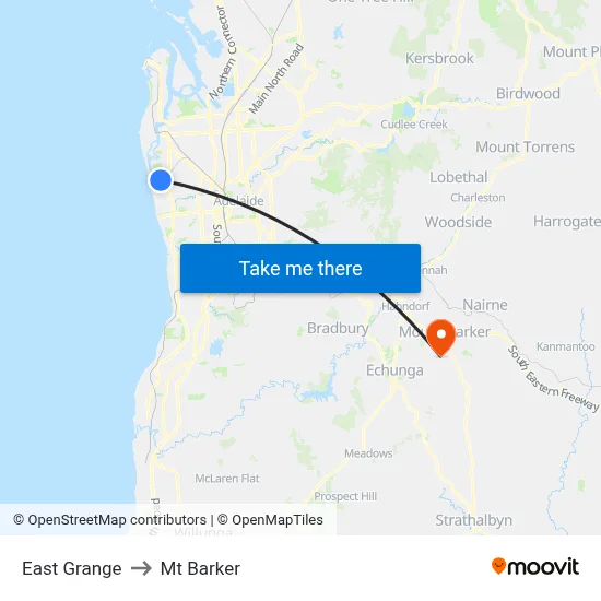 East Grange to Mt Barker map