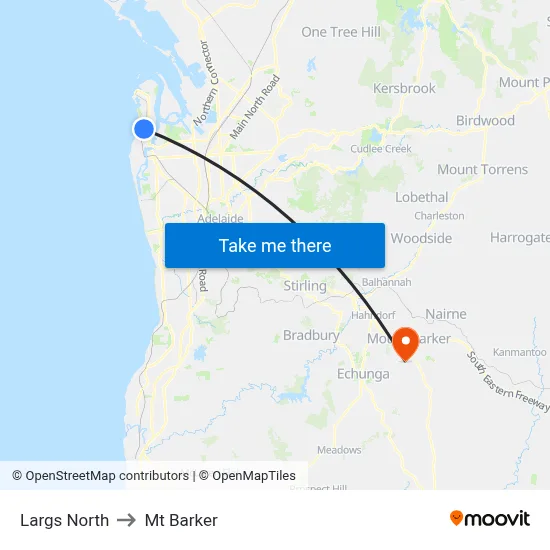Largs North to Mt Barker map