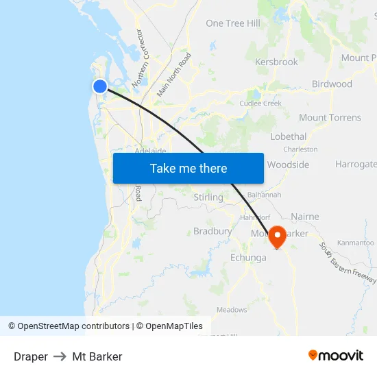 Draper to Mt Barker map
