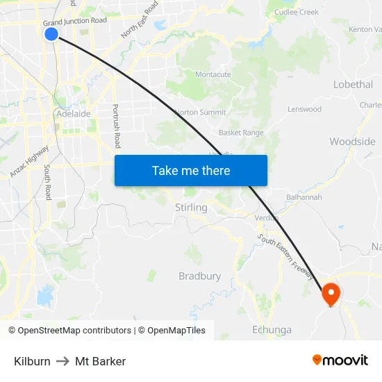 Kilburn to Mt Barker map
