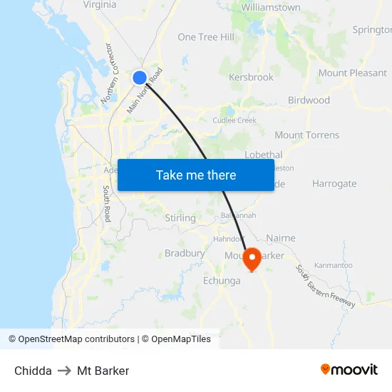 Chidda to Mt Barker map
