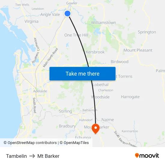 Tambelin to Mt Barker map