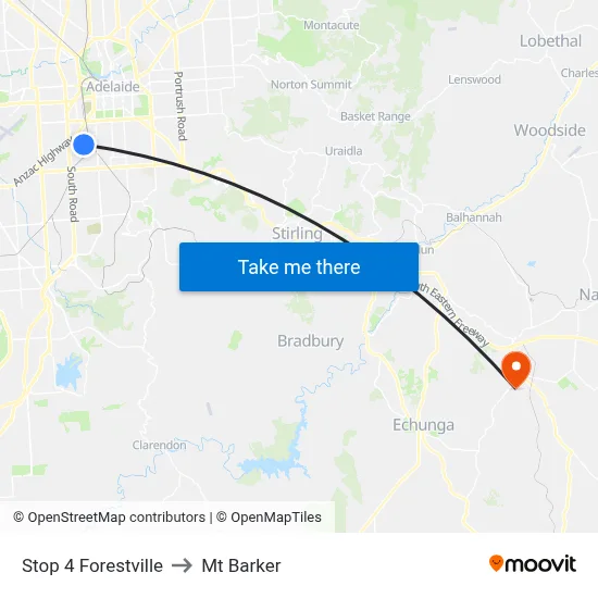 Stop 4 Forestville to Mt Barker map