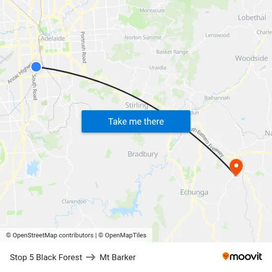 Stop 5 Black Forest to Mt Barker map