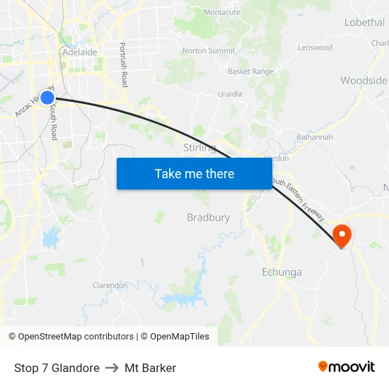 Stop 7 Glandore to Mt Barker map
