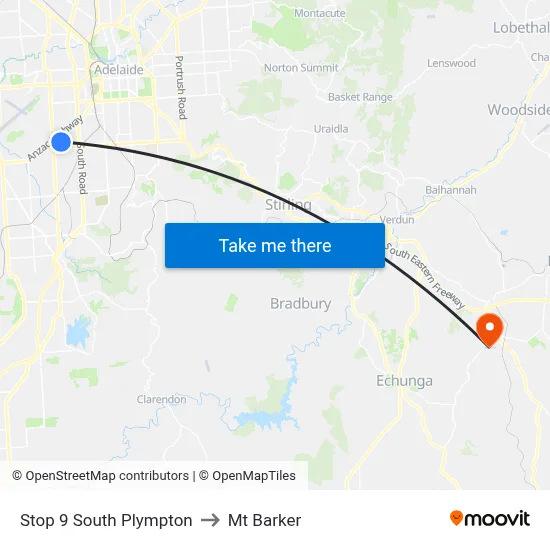 Stop 9 South Plympton to Mt Barker map