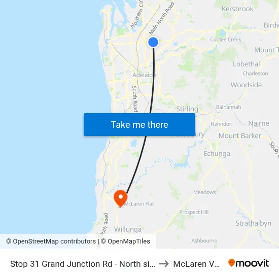 Stop 31 Grand Junction Rd - North side to McLaren Vale map