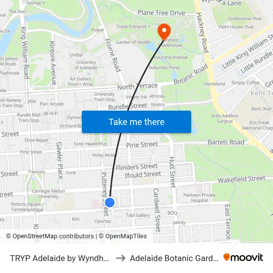 TRYP Adelaide by Wyndham to Adelaide Botanic Garden map