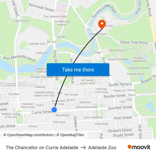 The Chancellor on Currie Adelaide to Adelaide Zoo map