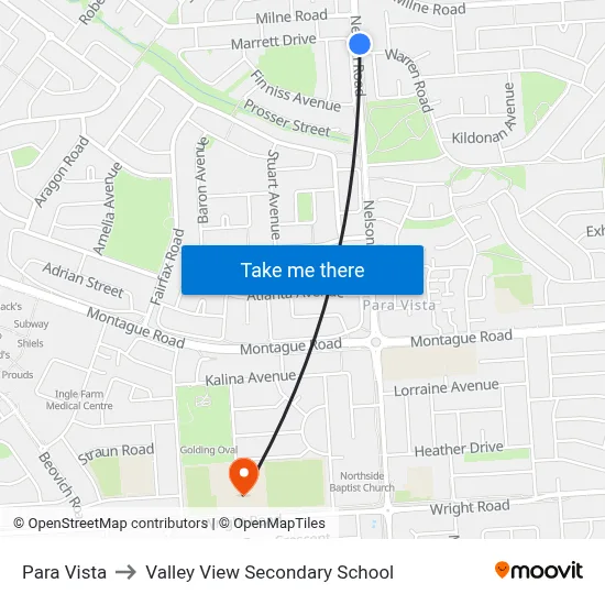 Para Vista to Valley View Secondary School map