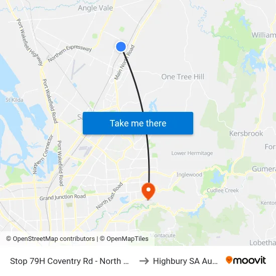 Stop 79H Coventry Rd - North West side to Highbury SA Australia map
