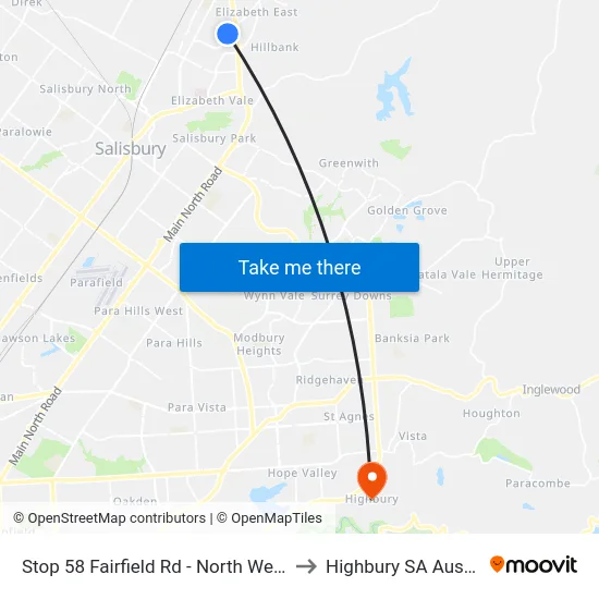 Stop 58 Fairfield Rd - North West side to Highbury SA Australia map