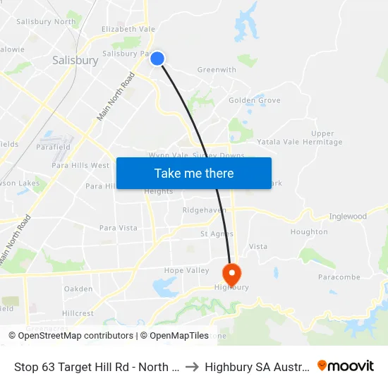 Stop 63 Target Hill Rd - North side to Highbury SA Australia map
