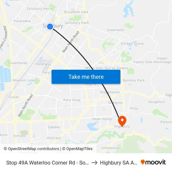 Stop 49A Waterloo Corner Rd - South West side to Highbury SA Australia map