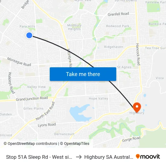 Stop 51A Sleep Rd - West side to Highbury SA Australia map