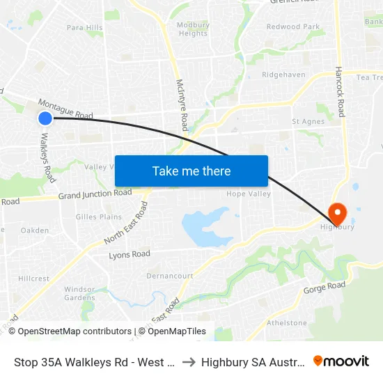 Stop 35A Walkleys Rd - West side to Highbury SA Australia map