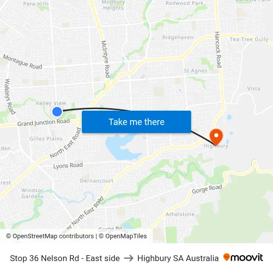 Stop 36 Nelson Rd - East side to Highbury SA Australia map