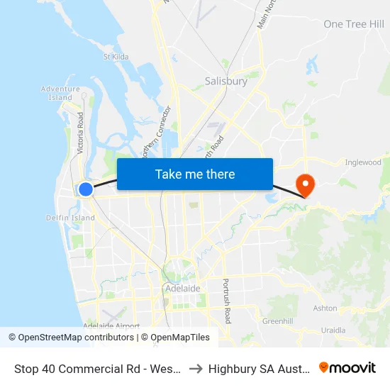 Stop 40 Commercial Rd - West side to Highbury SA Australia map