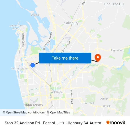 Stop 32 Addison Rd - East side to Highbury SA Australia map