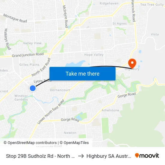 Stop 29B Sudholz Rd - North side to Highbury SA Australia map