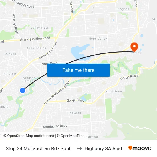 Stop 24 McLauchlan Rd - South side to Highbury SA Australia map