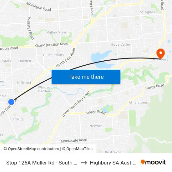 Stop 126A Muller Rd - South side to Highbury SA Australia map