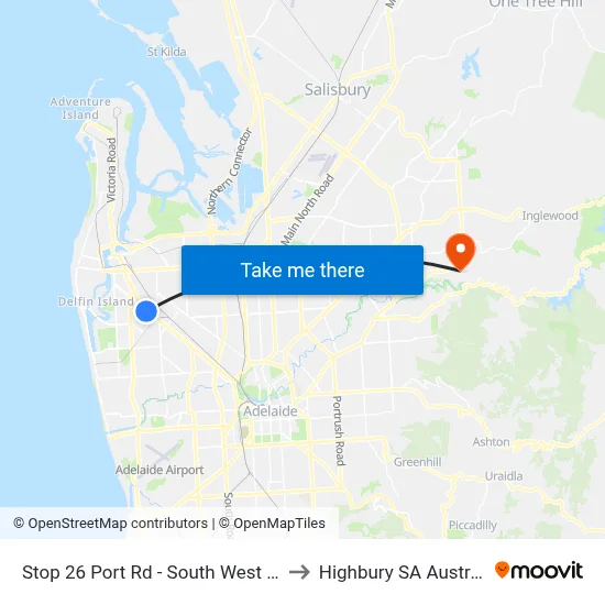Stop 26 Port Rd - South West side to Highbury SA Australia map