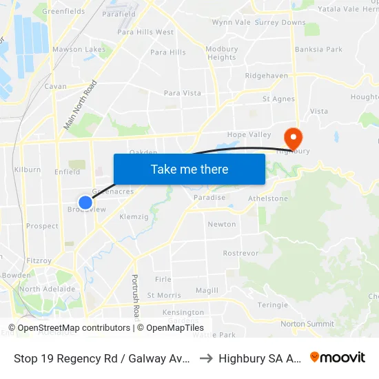 Stop 19 Regency Rd / Galway Ave - South side to Highbury SA Australia map