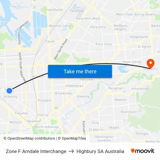 Zone F Arndale Interchange to Highbury SA Australia map