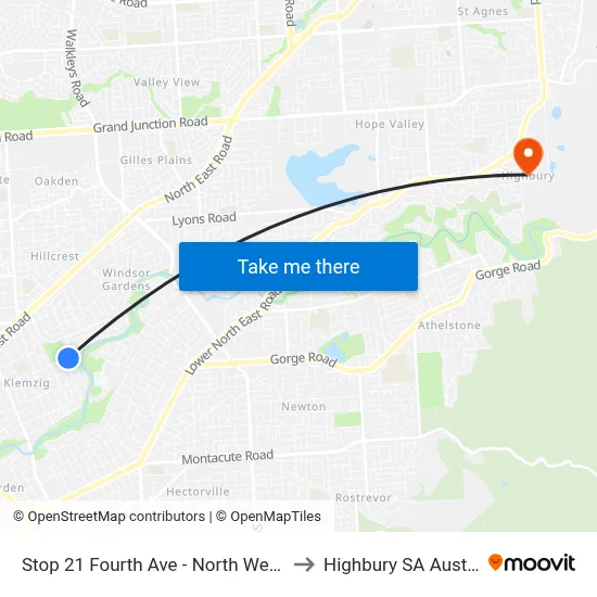 Stop 21 Fourth Ave - North West side to Highbury SA Australia map