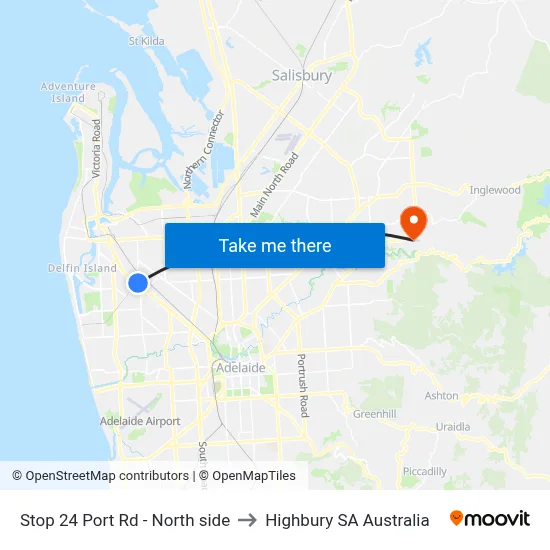 Stop 24 Port Rd - North side to Highbury SA Australia map